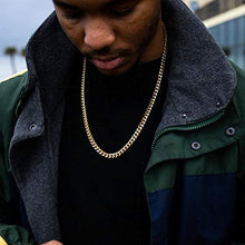 Load image into Gallery viewer, TRIPOD JEWELRY Men's Hip Hop Miami Cuban Link Chain or Bracelet - 14K or White Gold Plated Stainless Steel Cuban Link Choker Gold Chains Necklace 8mm,10mm,12mm,14mm,16mm (14K Gold - 8mm, 22.00)