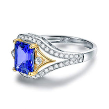 Load image into Gallery viewer, Beyond jewelry AAAA+ Genuine Tanzanite Engagement Wedding Ring with Diamonds in 14K White Gold Women's Band Gifts for Woman