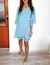 Load image into Gallery viewer, LookbookStore Women Dresses for 2022 Casual Summer Shift Dress Crewneck 3/4 Sleeve Dress Loose Tunic Dress Air Blue Light Blue Dress for Women Dresses for Special Occasions Bell Sleeve Dress Size S