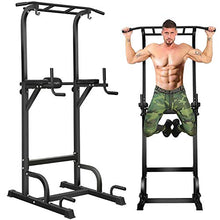 Load image into Gallery viewer, BangTong&Li Power Tower Workout Pull Up & Dip Station Adjustable Multi-Function Home Gym Fitness Equipment (Black-st)