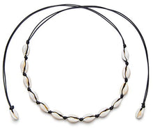 Load image into Gallery viewer, Qceasiy Women Shell Choker Necklace Summer Beach Natural White Shell Necklace(Black Rope)