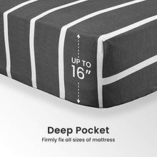 Load image into Gallery viewer, SLEEP ZONE Printed Stripe Sheet Set Double Brushed Microfiber Super Soft Breathable Bedding Sheets with 16 inch Deep Pocket 4 Pieces, Queen, White Stripes