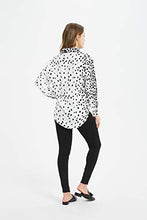 Load image into Gallery viewer, Tronjori Women's Casual V Neck Crepe Blouses Long Sleeve Button Down Shirts Tops (S,White Black Leopard)