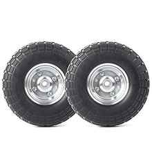 Load image into Gallery viewer, (2-Pack) AR-PRO 10-Inch Solid Rubber Tires and Wheels - Replacement 4.10/3.50-4” Tires and Wheels with 5/8” Axle Bore Hole, and Double Sealed Bearings - Perfect for Gorilla Carts