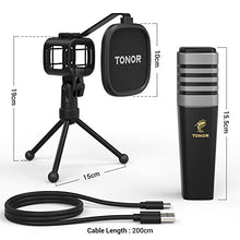 Load image into Gallery viewer, USB Microphone, TONOR Cardioid Condenser Computer PC Mic with Tripod Stand, Pop Filter, Shock Mount for Gaming, Streaming, Podcasting, YouTube, Voice Over, Twitch, Compatible with Laptop Desktop, TC30