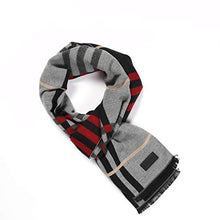 Load image into Gallery viewer, Mio Marino Women Scarf Winter Cashmere Feel, 100% Cotton Fashion Scarves, Long Shawl - Black Red Lines - One Size