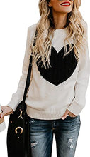 Load image into Gallery viewer, shermie Crew Neck Knitted Sweaters for Women Long Sleeve Cute Multi Hearts Pullover Sweaters Grey Small