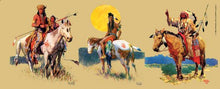 Load image into Gallery viewer, Lamp-In-A-Box TRI-SEP-NATIV Saturday Evening Post - Native Americans Tripod Lamp, 8" x 8" x 14"