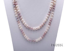 Load image into Gallery viewer, JYX AA + Pearl Long Necklace Classical 8-9mm Multi Color Natural Freshwater Cultured Pearl Sweater Necklace 47"