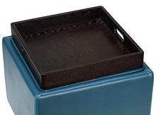 Load image into Gallery viewer, Cortesi Home Mavi Storage Tray Ottoman in Bonded Leather 17.5" Deep Turquoise Blue