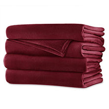 Load image into Gallery viewer, Sunbeam Queen Electric Heated Blanket Luxurious Velvet Plush with 2 Digital Controllers with 20 Heat Settings and Auto-Off Feature 5 Year Warranty, Red (Ruby Red)