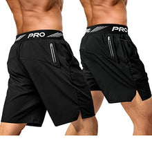 Load image into Gallery viewer, aquota 5" 9" Men Gym Shorts Zip Pockets Workout Shorts Running Shorts Lightweight Quick Dry Tennis Athletic Activewear 2 Pack Black