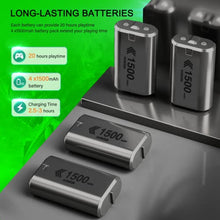 Load image into Gallery viewer, Rechargeable Battery Packs for Xbox One/Xbox Series X|S, 4 X 1500mAh Xbox one Controller Battery Packs, High Capacity Rechargeable Batteries with Charger for Xbox One/One S/One X/One Elite