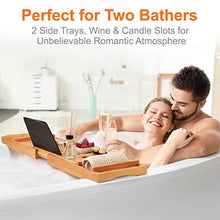 Load image into Gallery viewer, ROYAL CRAFT WOOD Luxury Bathtub Caddy Tray, One or Two Person Bath and Bed Tray, Bonus Free Soap Holder (Natural)