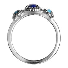 Load image into Gallery viewer, Carolyn Pollack Sterling Silver Turquoise and Blue Lapis Gemstone 3-Stone Ring Size 10
