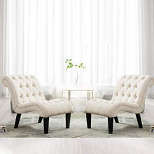Load image into Gallery viewer, Yongqiang Upholstered Chair for Bedroom Living Room Chairs Accent Chair Lounge Chair with Wood Legs Cream Fabric