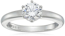 Load image into Gallery viewer, Amazon Collection Platinum-Plated Sterling Silver Solitaire Ring set with Round Swarovski Zirconia (1 cttw), Size 6