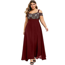 Load image into Gallery viewer, Aniywn Plus Size Dress Women Off Shoulder Chiffon Lace Long Dress Floral Lace Party Evening Gown Maxi Dress Wine