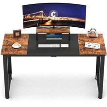 Load image into Gallery viewer, CubiCubi Computer Office Desk 63", Study Writing Table, Modern Simple Style PC Desk with Splice Board, Black and Rustic Brown
