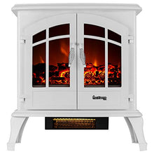Load image into Gallery viewer, e-Flame USA Jasper Freestanding Electric Fireplace Stove - 3-D Log and Fire Effect (White)