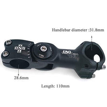 Load image into Gallery viewer, 31.8 Adjustable Stem 110mm 0~60 Degree UNO 31.8mm MTB Adjustable Handlebar Stem for Most Mountain Bike Road Bike (Fit for 1.25'' Handlebar)
