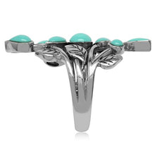 Load image into Gallery viewer, Silvershake Created Green Turquoise 925 Sterling Silver Leaf Vintage Style Ring Size 6