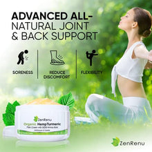 Load image into Gallery viewer, Organic Hemp Cream Large (4 oz) Value Size by ZenRenu - MSM Turmeric Arnica - Made in USA Premium Hemp Oil