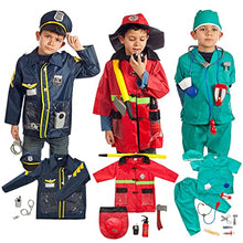 Load image into Gallery viewer, IQ Toys Firefighter, Police, Doctor Costume Dress Up for Kids - Set of 3 Costumes with Hats and Accessories