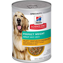 Load image into Gallery viewer, Hill's Science Diet Wet Dog Food, Adult, Perfect Weight for Weight Management, Hearty Vegetable & Chicken Stew Recipe, 12.5 oz Cans, 12-pack