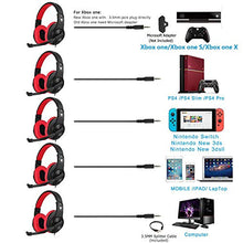 Load image into Gallery viewer, BUTFULAKE Stereo Gaming Headset for PS4, Xbox One, Nintendo Switch, Adjustable Earmuffs and Over-All Noise Isolation, Lightweight 3.5mm Wired Volume Control with Mic for Laptop PC (Black-red)