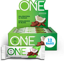 Load image into Gallery viewer, ONE Protein Bars, Almond Bliss, Gluten Free Protein Bars with 20g Protein and only 1g Sugar, Guilt-Free Snacking for High Protein Diets, 2.12 oz (12 Pack)