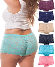 Load image into Gallery viewer, Barbra's 6 Pack of Women's Regular & Plus Size Lace Boyshort Panties (2XL, Rose)