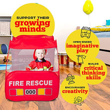 Load image into Gallery viewer, Fire Truck Tent with Sound Button for Kids Toddlers Boys & Girls - Red Fire Engine Pop Up Pretend Playhouse Indoors & Outdoors - Quick Set Up Weather Proof Fabric Foldable & Spacious β Great Gift Idea