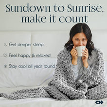 Load image into Gallery viewer, Handmade Chunky Knit Weighted Blanket 15 Pounds, 100% Cotton No Fillers, Breathable, Soft & Calming, All-Season Evenly Weighted Throw (Light Gray)