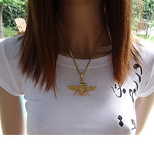 Load image into Gallery viewer, Asoodehdelan Large Double Sided Gold Pt Farvahar Necklace Iranian Gift Persian Iran Faravahar (18" Chain)