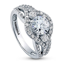 Load image into Gallery viewer, BERRICLE Rhodium Plated Sterling Silver Round Cubic Zirconia CZ 3-Stone Anniversary Engagement Ring 2.08 CTW Size 4