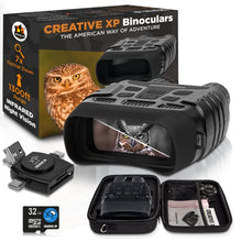Load image into Gallery viewer, CREATIVE XP Night Vision Goggles - Standard - Digital Military Binoculars w/Infrared Lens, Tactical Gear for Hunting & Security 32GB, Black