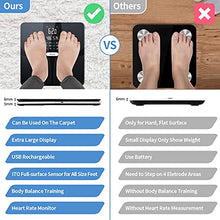Load image into Gallery viewer, Scales for Body Weight, Large Display Digital Weight Scale with Body Fat, Water Weight, Rechargeable Bathroom Scale for Carpet, Bluetooth BMI Smart Body Fat Scale, 16 Data Sync with App, Heart Rate