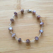 Load image into Gallery viewer, AAA++ Rare Quality Chocolate Moonstone Bracelet, Sterling Silver PlatedWire Wrapped Bracelet, Moonstone Jewelry, Brown Gemstone Stacking Bracelet, Beaded Bracelet 6.5mm Code- WAR2872