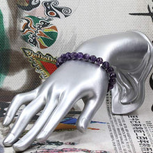 Load image into Gallery viewer, Natural Faceted African Amethyst Handmade Gemstone 8mm Round Beads Elastic Bracelet 7 Inch