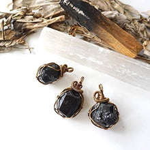 Load image into Gallery viewer, Raw Genuine Black Tourmaline Crystal Pendant Necklace For Men Women - Crystal Gemstone 24 Inch Antique Bronze - October Birthstone - Unisex Hypoallergenic Jewelry
