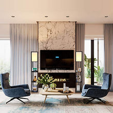 Load image into Gallery viewer, 3-in-1 Shelf Floor Lamp with 2 Fast Charging USB Ports and 1 Power Outlet, 3-Tiered LED Shelf Floor Lamp, Shelf & Storage & LED Floor Lamp Combination, Modern Standing Light for Living Room, Bedroom