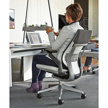 Load image into Gallery viewer, Steelcase Gesture Office Chair - Cogent Connect Blueprint Upholstered Wrapped Back Platinum Metallic Frame Medium Seat Light Seagull Seat/Back Dark Merle Arms Hard Floor Caster Wheels