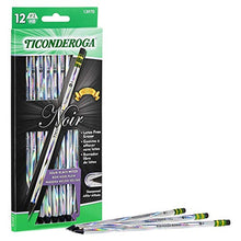 Load image into Gallery viewer, Ticonderoga Noir Pencils, Wood-Cased #2 HB Soft, Pre-Sharpened with Eraser, Holographic Barrel, 6 x 12-Packs, 72 Pencils Total (13970)