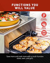 Load image into Gallery viewer, Capt’n Cook Ovenplus Salamander Grill - All in One Portable Gas Grill, Oven, and Stove with Pizza Stone, Cutter, and Peel, Stainless Steel Double Cooking Design Saves Time, Effort, Clean-Up and Money