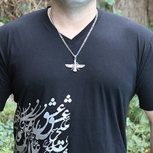 Load image into Gallery viewer, Asoodehdelan Large Silver Pt Stainless Steel Farvahar Necklace Iranian Faravahar Persian Farohar Chain Iran Pahlavi Gift (24" Chain)