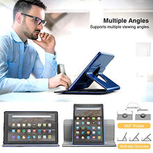 Load image into Gallery viewer, MoKo Case for All-New Amazon Fire HD 10 Tablet (7th Generation/9th Generation, 2017/2019 Release) - 360 Degree Rotating Swivel Stand Cover with Auto Wake/Sleep for Fire, Indigo