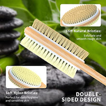 Load image into Gallery viewer, Metene Bamboo Body Brush with Stiff and Soft Natural Bristles, Back Scrubber for Shower with Long Handle, Dual-sided Brush Head for Wet or Dry Brushing, Exfoliating Skin and Clean the Body Easily
