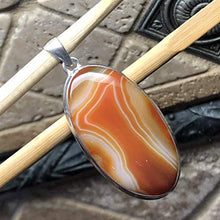 Load image into Gallery viewer, Natural Lake Superior Agate 925 Solid Sterling Silver Pendant 55mm