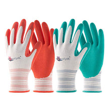 Load image into Gallery viewer, COOLJOB Gardening Gloves for Women and Ladies, 6 Pairs Breathable Rubber Coated Yard Garden Gloves, Outdoor Protective Work Gloves with Grip, Medium Size Fits Most, Red & Green